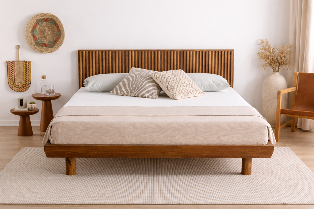 Kano Bett – Massivholz mit Riffelbettkopf